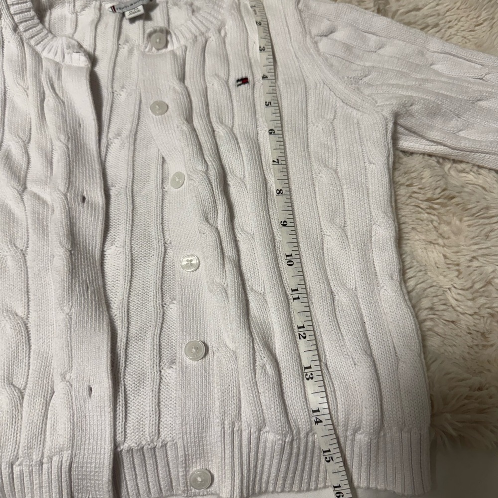Tommy Hilfiger Girls White Cable Knit Sweater - Picture 2 of 4